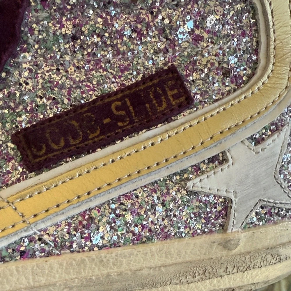 BRAND NEW! Golden Goose 100% Authentic Glitter High-Top Sneakers - Pink and Gold